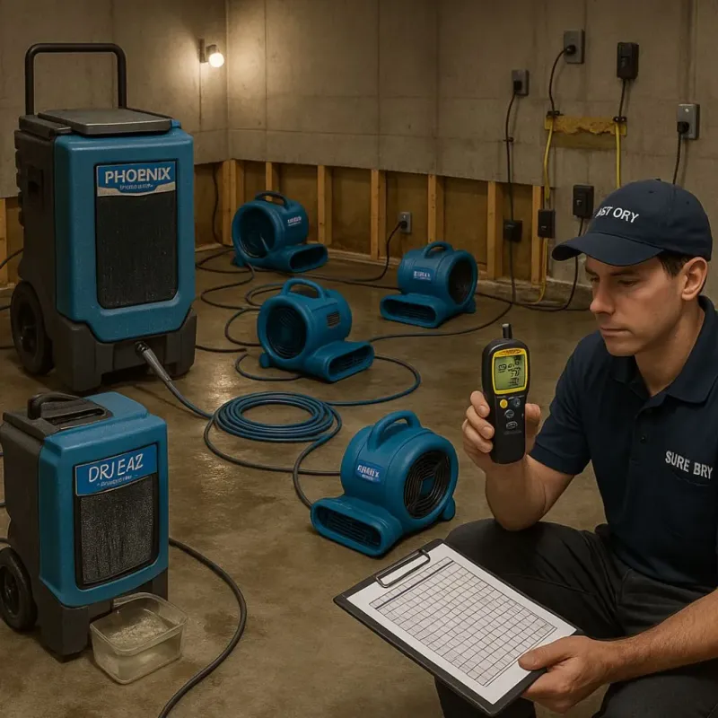 Structural Drying and Dehumidification process in South Kensington, MD